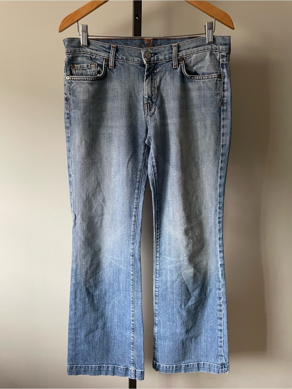 Y2K Vintage 7 For All Mankind Dojo A Pocket Flare Bootcut Denim Jeans Light